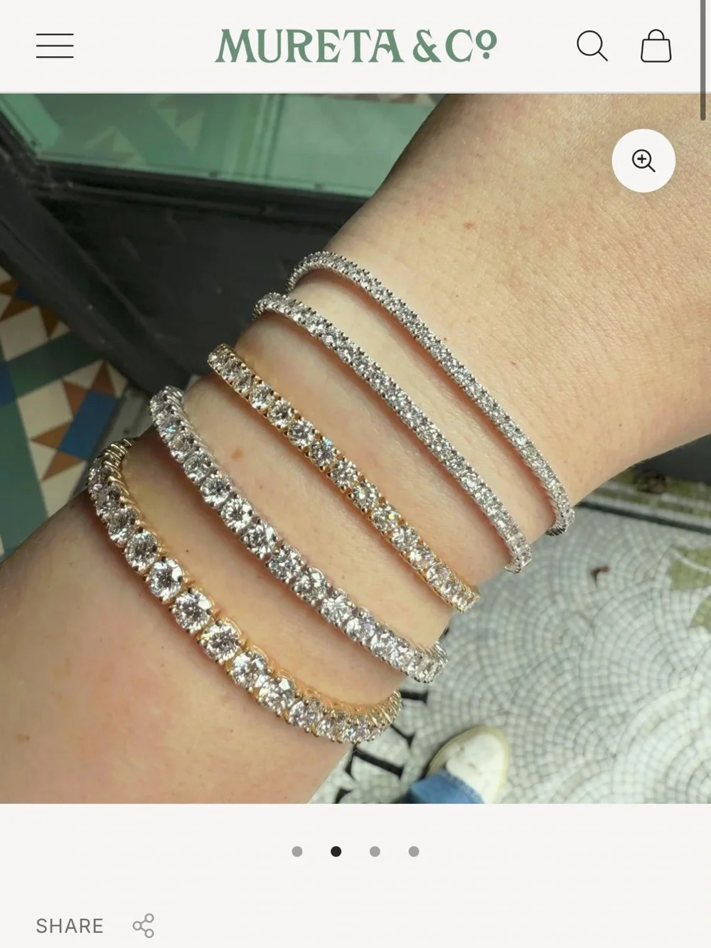 Mureta & Co 14k White Gold 3ct Classic Round Lab Diamond Tennis Bracelet